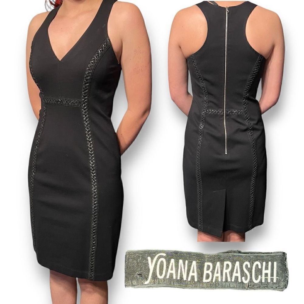 Yoana Baraschi Women's Febe II Andy Lace Up V Neck Bodycon Dress Black Size 6